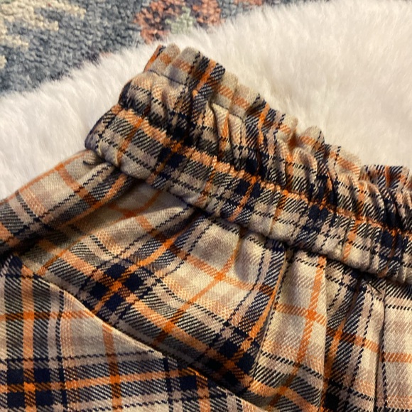 Zara checkered wide leg pant tan black orange school vibes girls size 9 - Picture 12 of 16